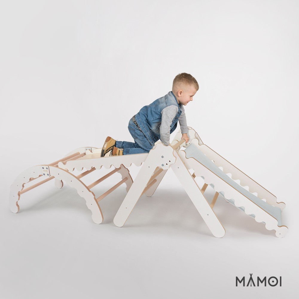 Aire de motricité en bois pour enfant – Kit complet (Arche + Planche d'Escalade  + Triangle D'escalade) – Triangle de Pikler