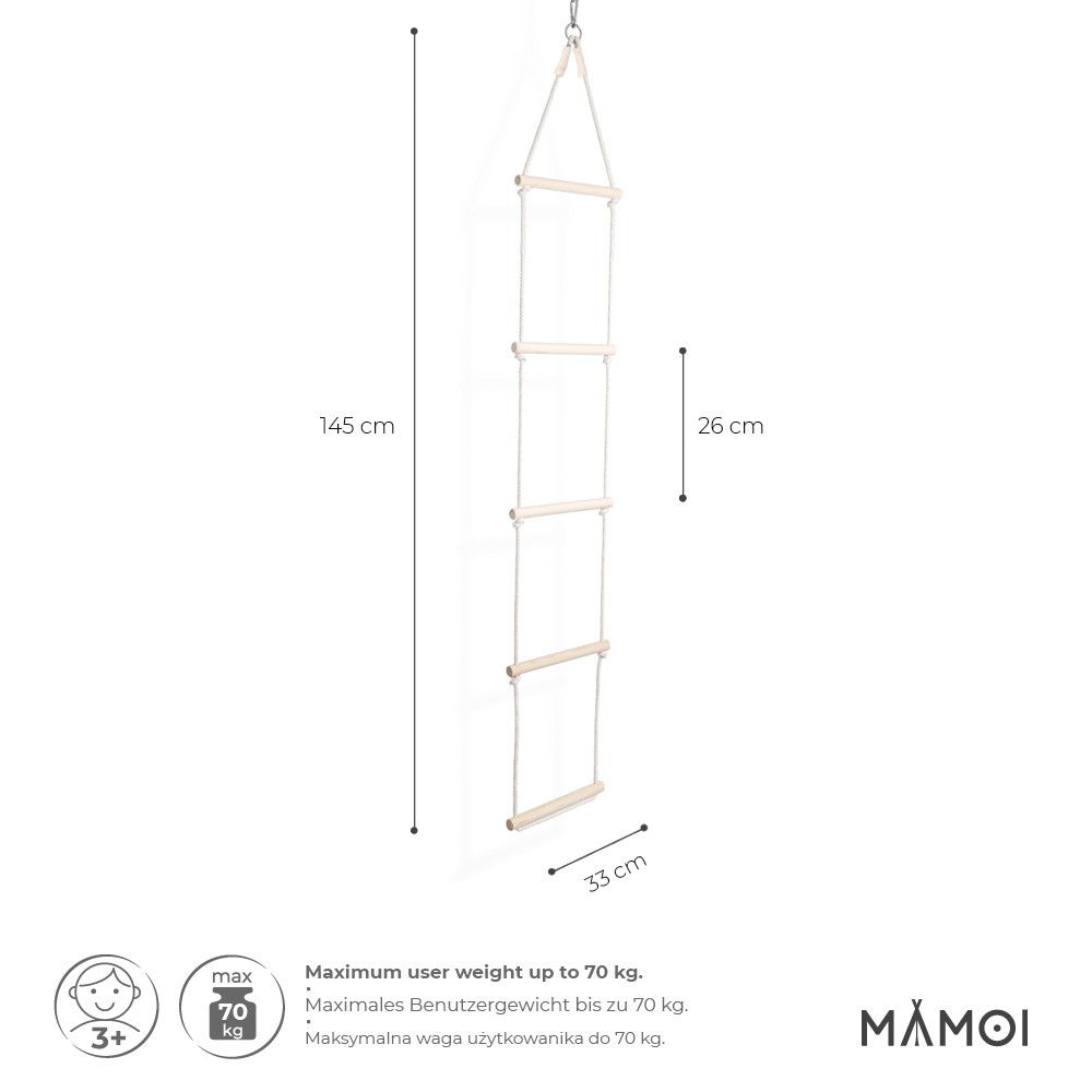 Enfants de 6,6 Pieds Escalade Échelle de Corde, Échelle Suspendue de  Terrain de Jeu de 6 Étapes pour le Jeu Extérieur Intérieur 