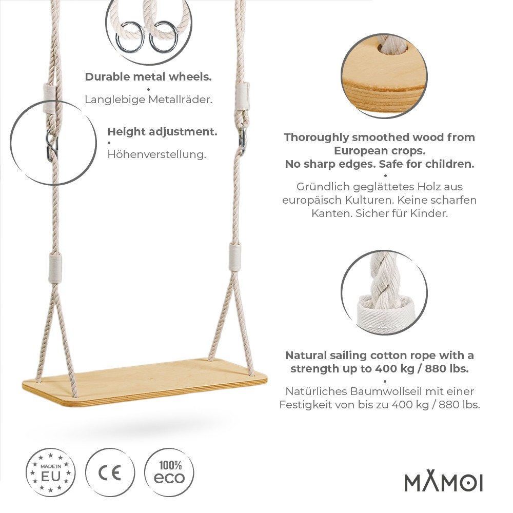 MAMOI® Échelle suspendue triangulaire pour enfant, Échelle suspendue en  bois naturel pour enfants, Échelle suspendue durable en bois naturel, 100  % écologique