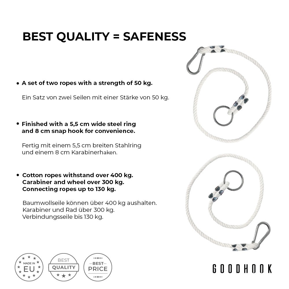 EOTVIA Tree Swing Rope,Swing Hanging Strap,Children Swing Hammock Extension  Cord PE Metal With Connecting Buckle Storage Bag For Outdoor Garden 