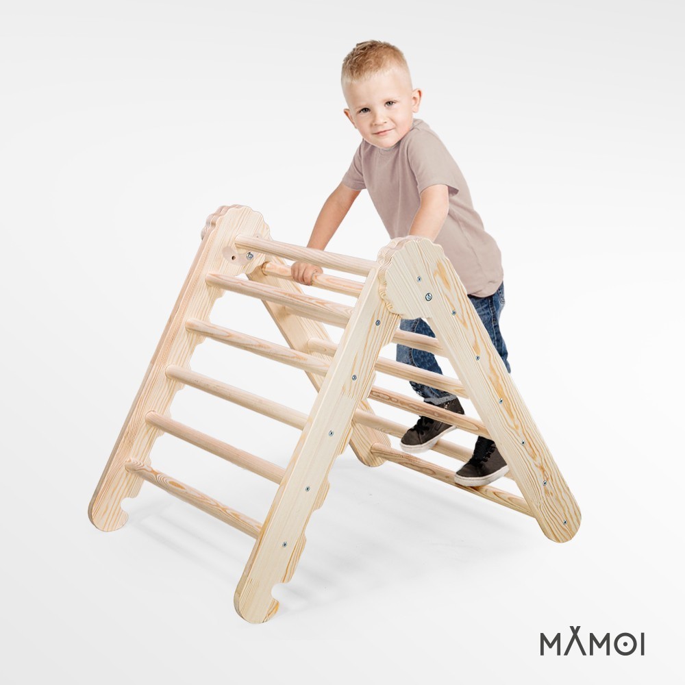 MAMOI® Toboggan interieur pour enfant, Tobogan pour triangle et mur  escalade pour bebe, Jeux en bois intérieur, Tobbogan montessori à partir de  1 an 2/3 ans 