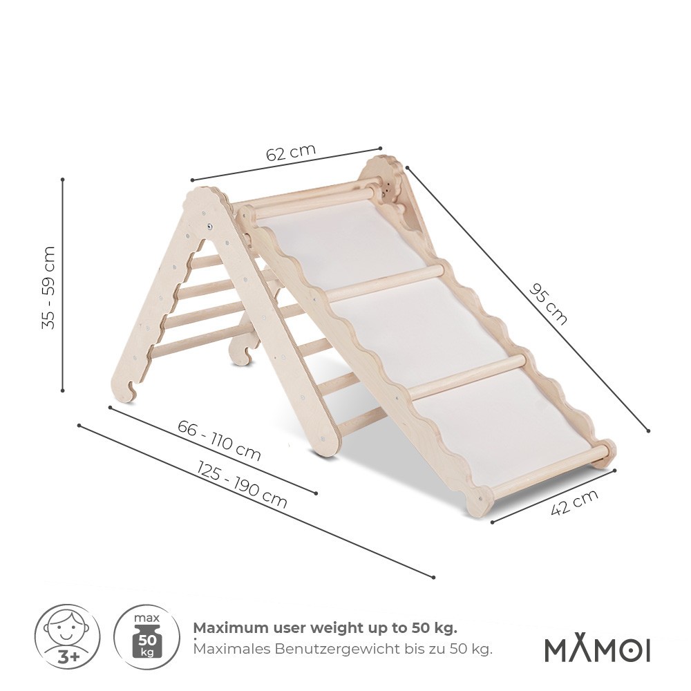 MAMOI® Triangle descalade avec toboggan interieur pour enfant, Mur escalade  intérieur en bois pour bebe à partir de 1/2/3 an, Motricité libre  montessori 