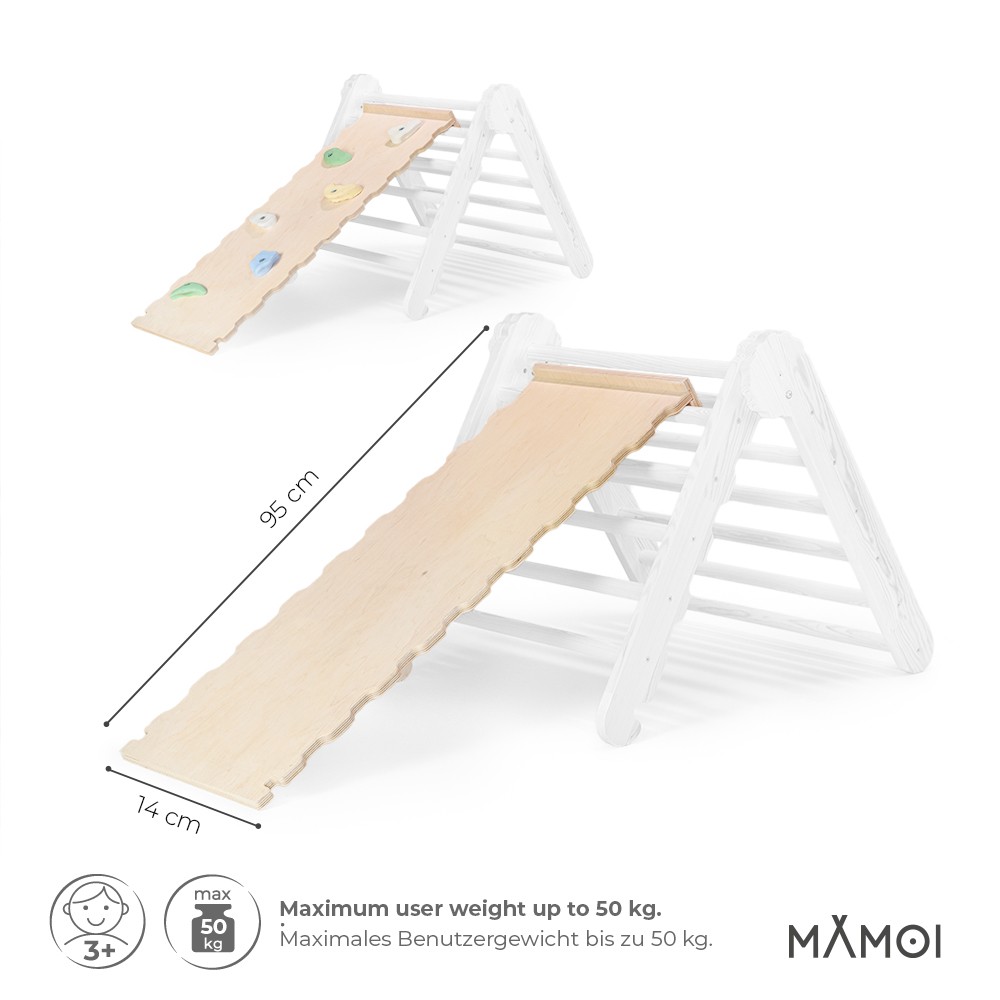 MAMOI® Toboggan interieur pour enfant, Tobogan pour triangle et mur  escalade pour bebe, Jeux en bois intérieur, Tobbogan montessori à partir de  1 an 2/3 ans 