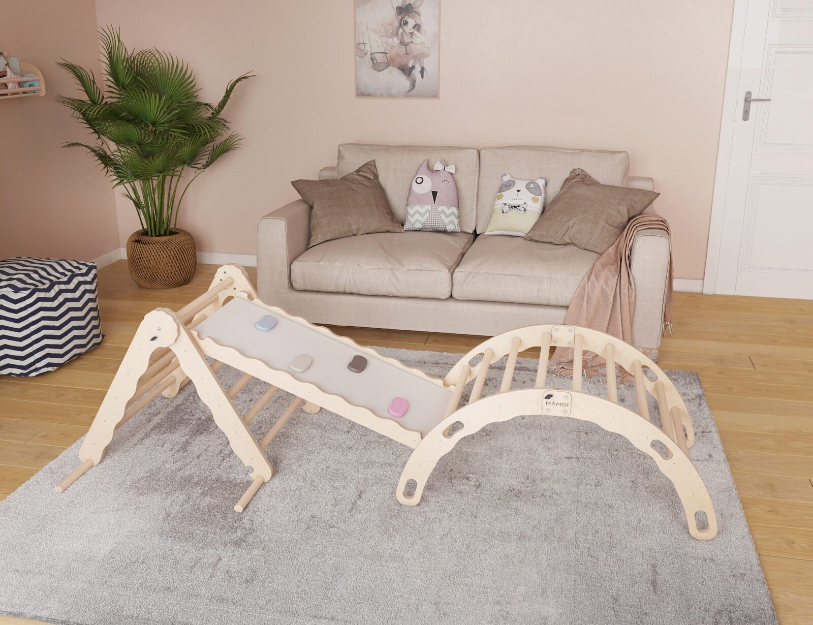 Parcours Motricité Dinosaure 9-en-1 Pour Enfants - Jeu D'escalade Montessori Avec Toboggan Et Coussin Lavable