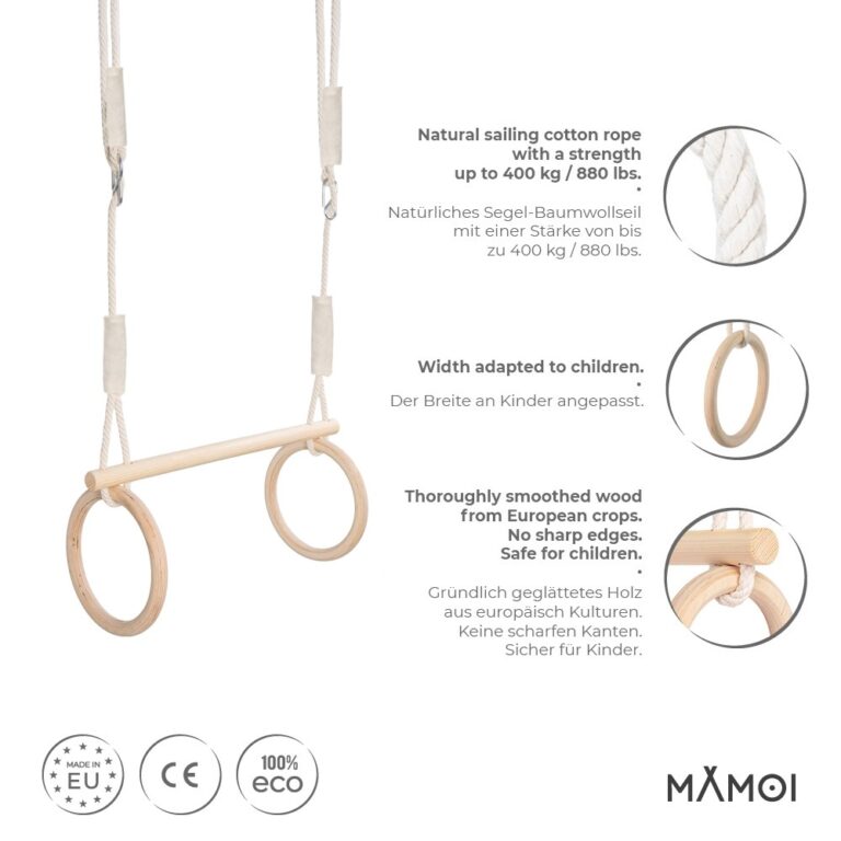 Birkenholz Turnringe Für Gymnastik & Calisthenics – 28 Mm Oder 32 Mm, Ergonomisch, Robust, Ideal Für Klimmzüge, Muskelaufbau Und Haltungskorrektur (Seil Nicht Enthalten)