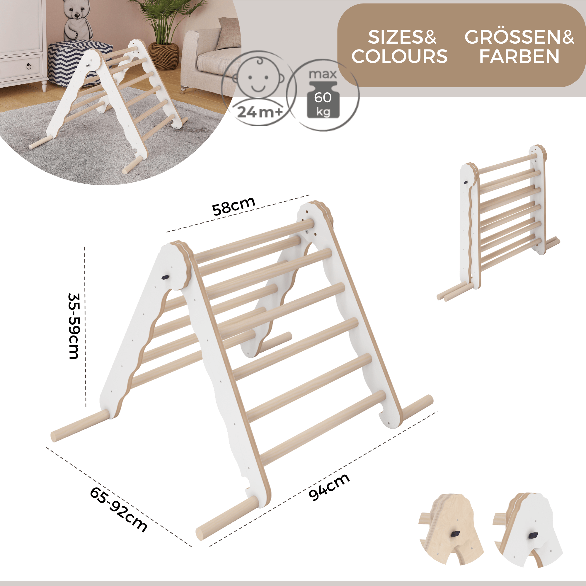 MAMOI® Triangle Interieur, Mur Escalade pour Enfant, Aire de Jeux pour  Bebe, Espalier en Bois, Rocker Arche à partir, Bascule : : Jeux et  Jouets