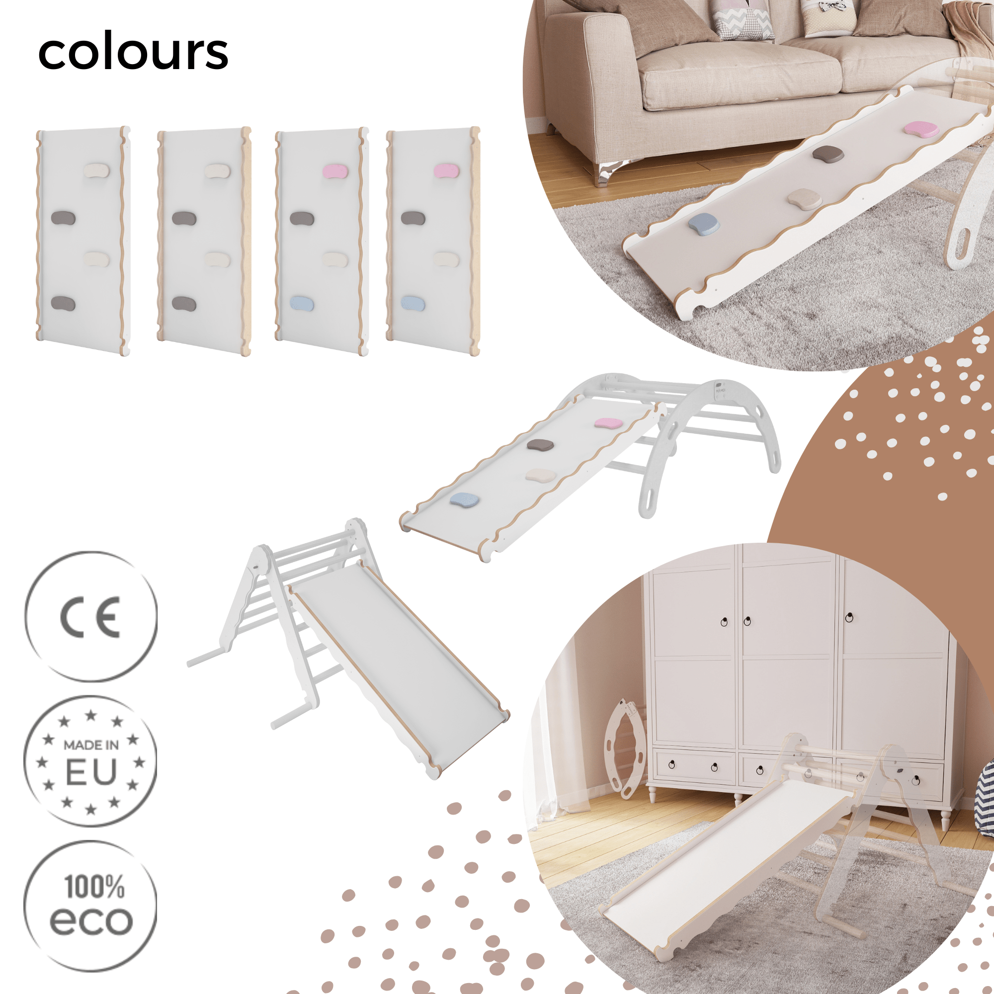 MAMOI® Toboggan interieur pour enfant, Tobogan pour triangle et mur  escalade pour bebe, Jeux en bois intérieur, Tobbogan montessori à partir de  1 an