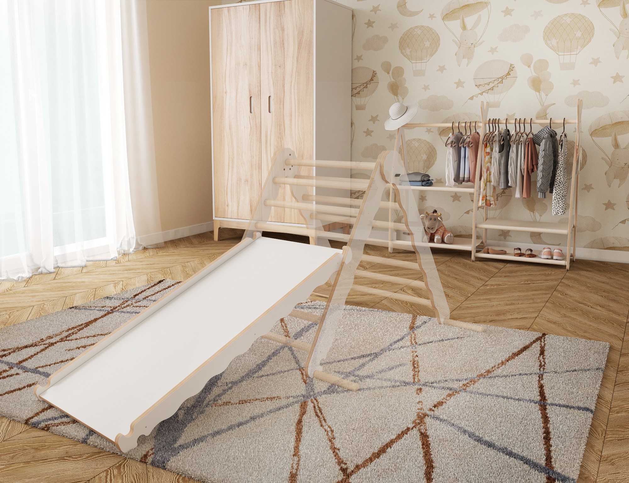 MAMOI® Toboggan interieur pour enfant, Tobogan pour triangle et mur  escalade pour bebe, Jeux en bois intérieur, Tobbogan montessori à partir de  1 an