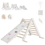 MAMOI® Indoor climbing triangle with slide for kids, Baby climbing frame, Wooden toddler gym for children outside and outdoor, Frames and slides, montessori toys for toddlers age 1-3