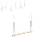 MAMOI® Anelli ginnastica artistica per bambini, Trapezio altalena in legno da casa, Attrezzatura altalene per uso interno, Dondolo multifunzione fino a 50kg
