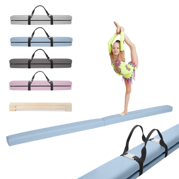 MAMOI® Gymnastics beam for kids Blue (200 cm), Padded non-slip folding balance beam, Kids gym equipment at home, Gymnastic floor beams & bases for children