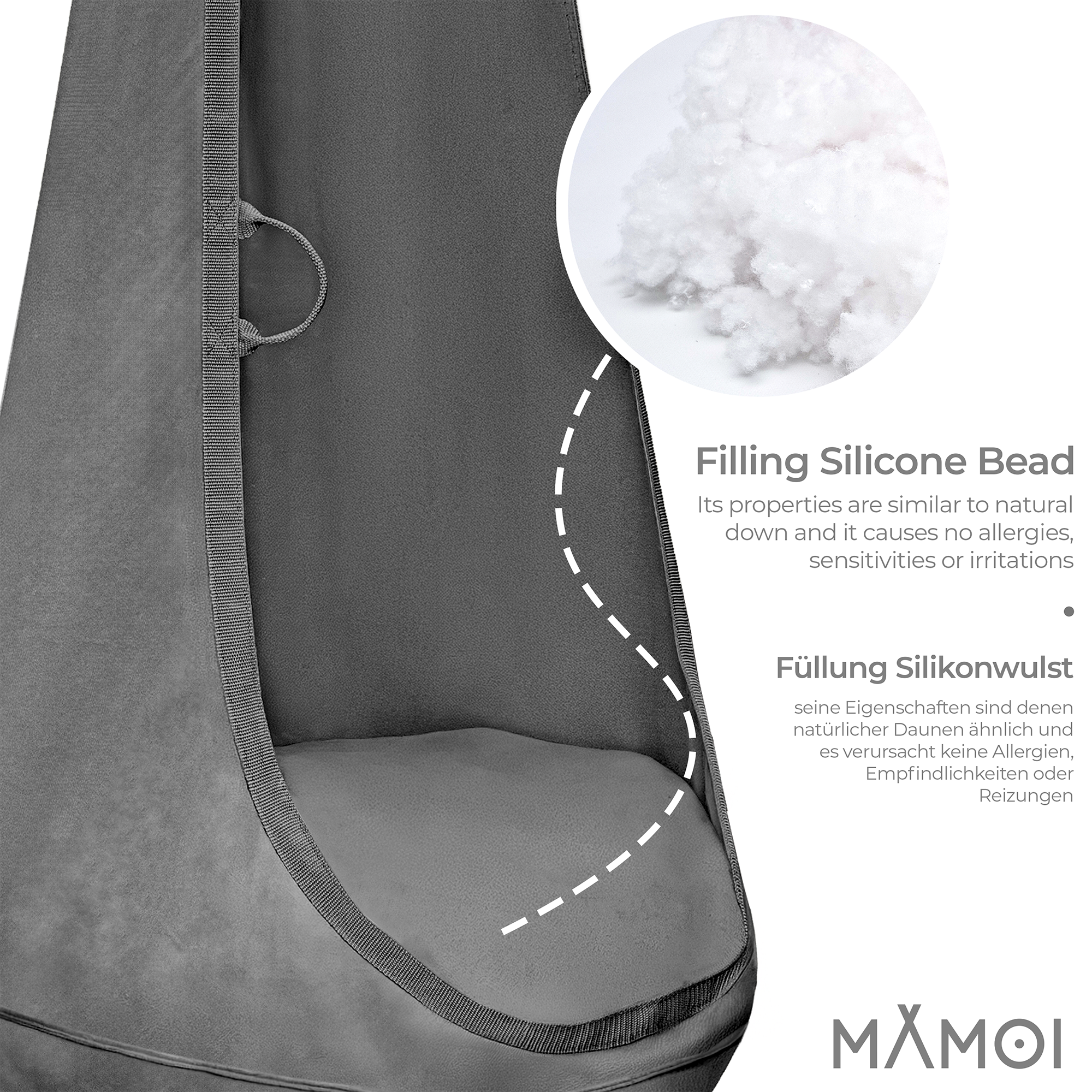 MAMOI® Cocon suspendu en velours avec coussin