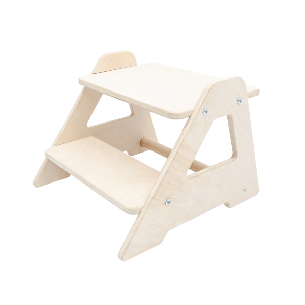 MAMOI® Dziecięcy dwustopniowy stołek stopniowy z naturalnego drewna | Nowoczesny design stołka dla dzieci | Bezpieczny i uniwersalny taboret dla dzieci z dwoma stopniami | 100% EKO | Wyprodukowane w UE