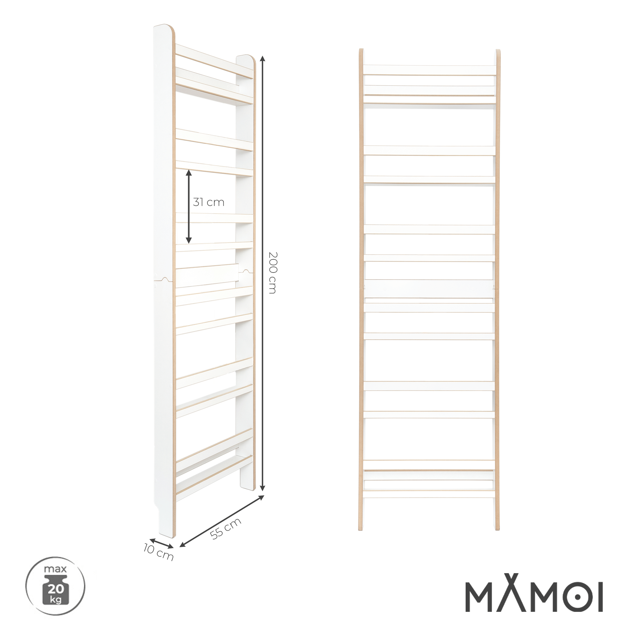 MAMOI® Półka ścienna na książki dla dzieci 200 cm - biblioteczka dziecięca Montessori