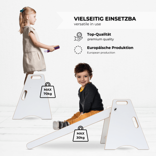 MAMOI® Indoor Kids Slide – 2-in-1 Wooden Slide & Step Stool | Montessori Toddler Slide & Kitchen Helper
