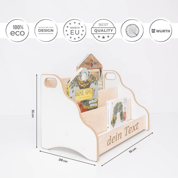 MAMOI® Półka na książki dla dzieci personalizowana | Biblioteczka na książki do pokoju dziecięcego | Półka do przechowywania książek | 100% ECO | Made in EU
