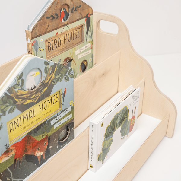MAMOI® Personalizzato Libreria verticale per bambini, Personalizzata Porta libri in legno naturale, Scaffale librerie bambino, Mobile bambini montessoriana design moderno scandinavo