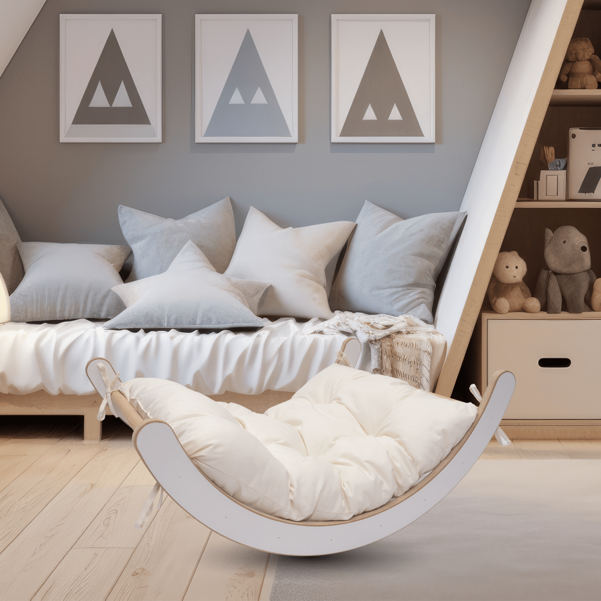 Triangle D'escalade Montessori Avec Toboggan HOMASIS - Bois, 60 Kg, Pour Enfants 1+ An, Aire De Jeux Intérieure
