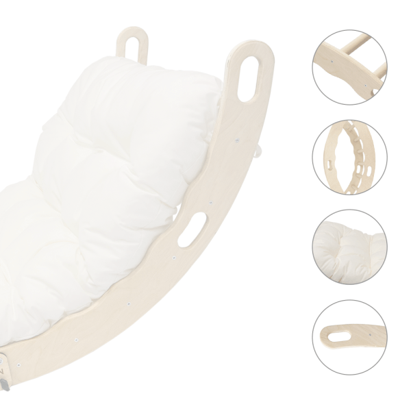 MAMOI® Arrampicata per bambini in legno naturale, Dondolo triangolo, Altalena da casa interno, Parete arco montessori a partire da 1 anno 2/3 anni