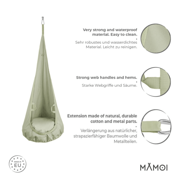 MAMOI® Hängesessel für kinder, Schaukel für kinderzimmer, Hängehöhle, Hängeschaukel, Sensory swing, Schaukeltuch indoor, Hängesack, Tuchschaukel, Babyschaukel, Hängetuch