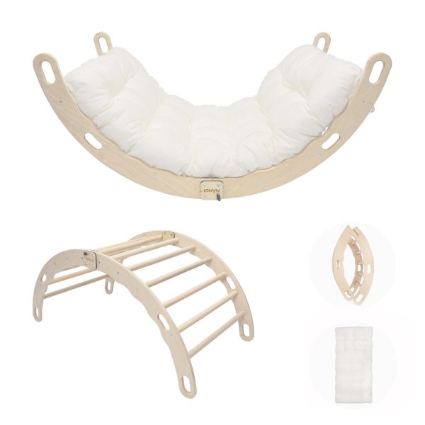 MAMOI® Arrampicata per bambini in legno naturale, Dondolo triangolo, Altalena da casa interno, Parete arco montessori a partire da 1 anno 2/3 anni