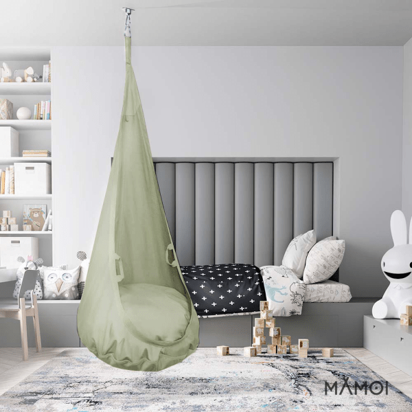 MAMOI® Hängesessel für kinder, Schaukel für kinderzimmer, Hängehöhle, Hängeschaukel, Sensory swing, Schaukeltuch indoor, Hängesack, Tuchschaukel, Babyschaukel, Hängetuch