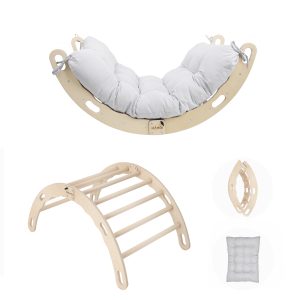 MAMOI® Arrampicata per bambini in legno naturale, Dondolo triangolo, Altalena da casa interno, Parete arco montessori a partire da 1 anno 2/3 anni