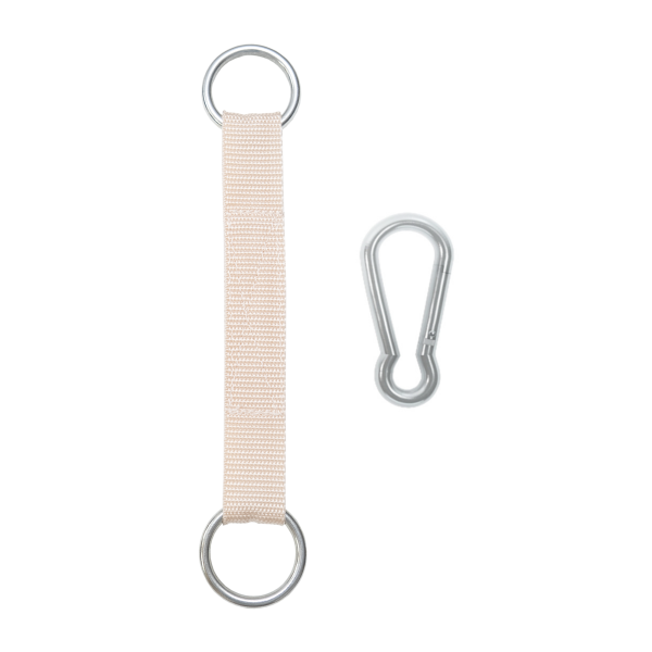 MAMOI® Cinghia di montaggio per anelli ginnici 1 pz, fascia con moschettone e anelli in metallo, accessorio per spalliera, gancio di sospensione, supporto, 100% ECO, prodotto in UE