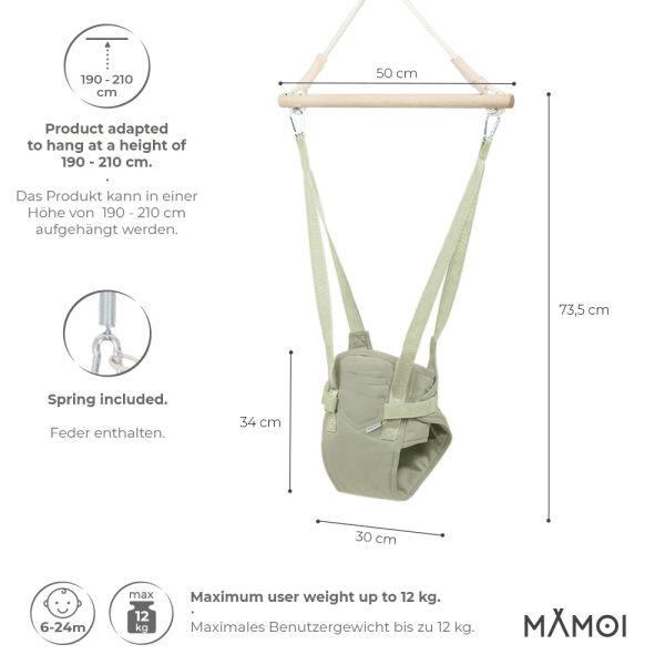 MAMOI® Baby bouncer, Swing seat, Indoor rocking bouncy chair, Toddler jolly jumper rocker, Door frame swings, Jumpers and bouncers for babies from 6 months