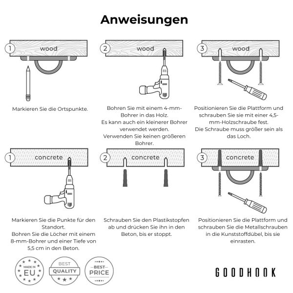MAMOI® Deckenhaken schwerlast, Karabiner für schaukel, Schaukelhaken betondecke, Schwerlasthaken decke und holz, Deckenhacken für hängesessel, Hängematten aufhängung zubehör, Haken befestigung