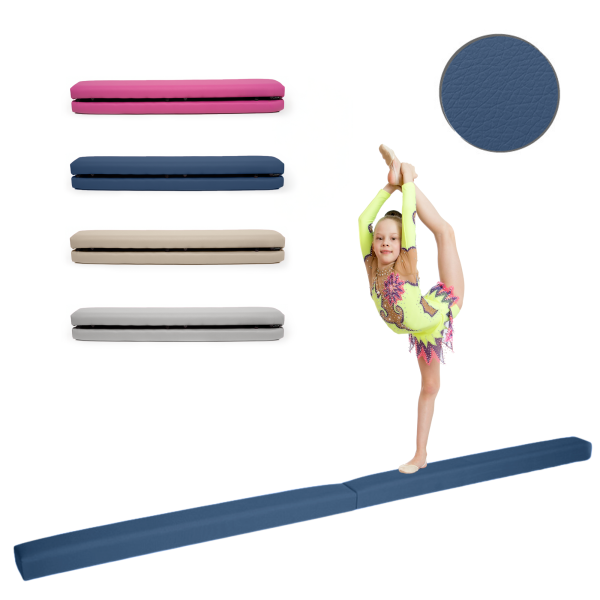 MAMOI® Poutre de gymnastique pliable en similicuir 200 cm, poutre antidérapante pour enfants et adultes, surface douce, pour usage à domicile, design pliable, capacité 180 kg