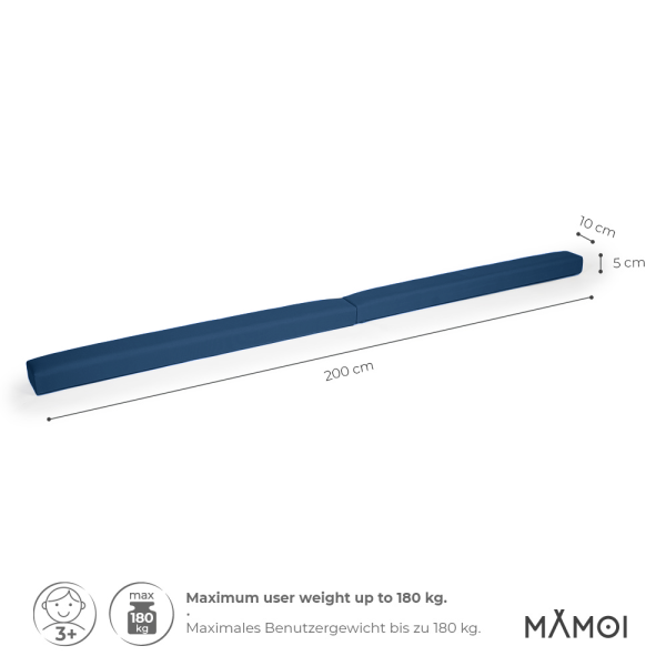 MAMOI® Poutre de gymnastique pliable en similicuir 200 cm, poutre antidérapante pour enfants et adultes, surface douce, pour usage à domicile, design pliable, capacité 180 kg
