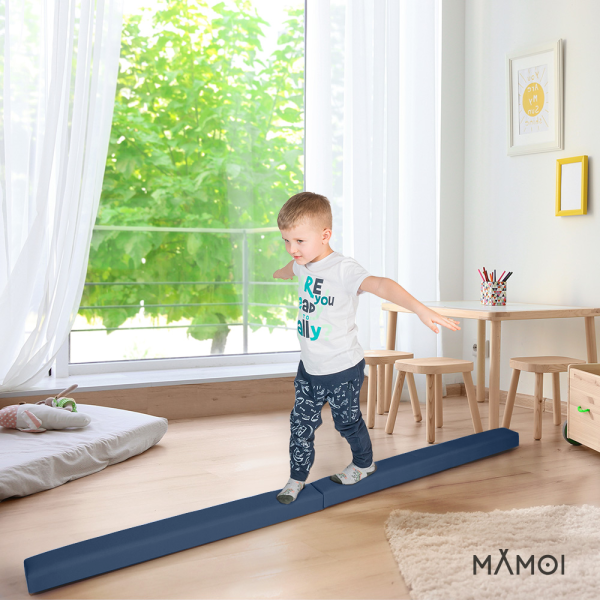 MAMOI® Poutre de gymnastique pliable en similicuir 200 cm, poutre antidérapante pour enfants et adultes, surface douce, pour usage à domicile, design pliable, capacité 180 kg