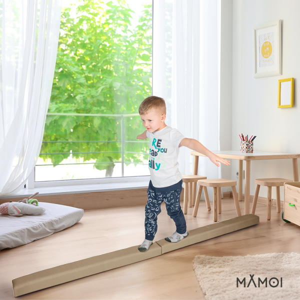 MAMOI® Gymnastikbalancebalken, klappbar, Kunstleder, 200 cm, rutschfest, weiche Oberfläche, für Kinder & Erwachsene, Heimtraining, bis 180 kg Belastbarkeit