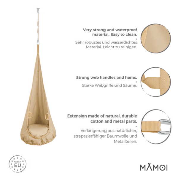 MAMOI® Altalena neonato per bambini, Altalene sedia a dondolo sospesa per neonati, Amaca cuscino da appendere da casa interno, Sensory swing