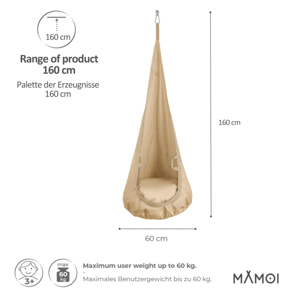MAMOI® Swing hanging chair, Indoor hammock, Sensory swing seat for bedroom for kids, Child door swinging nest for autism, Garden egg swings for children