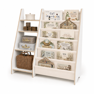MAMOI® Étagère pour enfants pour livres et jouets, bibliothèque Montessori 2-en-1