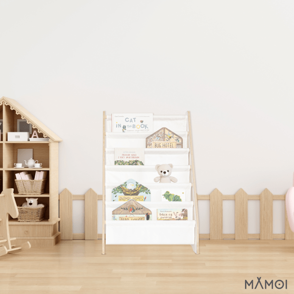 MAMOI® Libreria per bambini, scaffale porta libri per cameretta, supporto per libri bambini, mensola per libri da bambini, organizzatore libri infanzia, 100% ECO, Made in EU