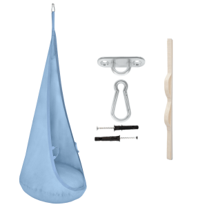 Grotta dell'altalena in cotone: grigio scuro e bianco | Altalena naturale da interno per bambini con maniglie in materiale | Sedia sospesa per bambini con imbottitura in silicone | 100% ECO | Made in EU