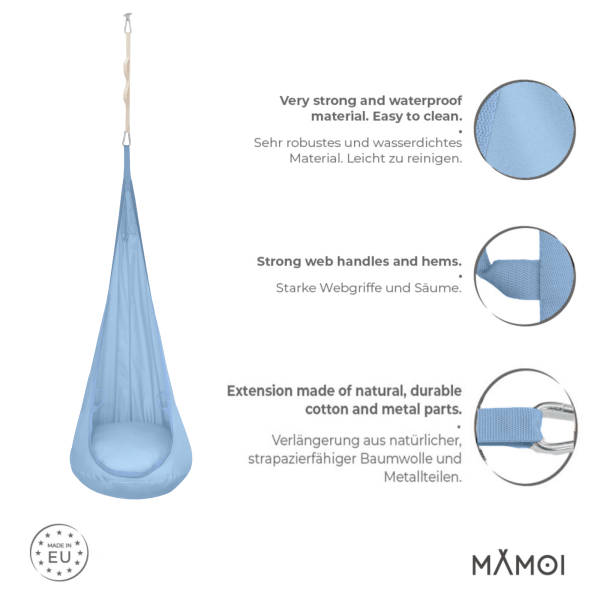 MAMOI® Hängesessel für kinder, Schaukel für kinderzimmer, Hängehöhle, Hängeschaukel, Sensory swing, Schaukeltuch indoor, Hängesack, Tuchschaukel, Babyschaukel, Hängetuch