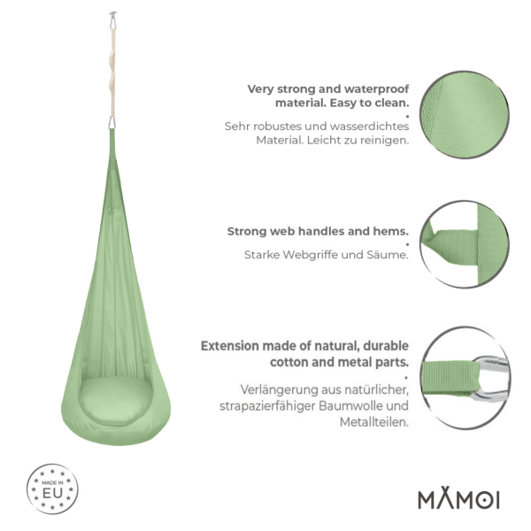 MAMOI® Hängesessel für kinder, Schaukel für kinderzimmer, Hängehöhle, Hängeschaukel, Sensory swing, Schaukeltuch indoor, Hängesack, Tuchschaukel, Babyschaukel, Hängetuch
