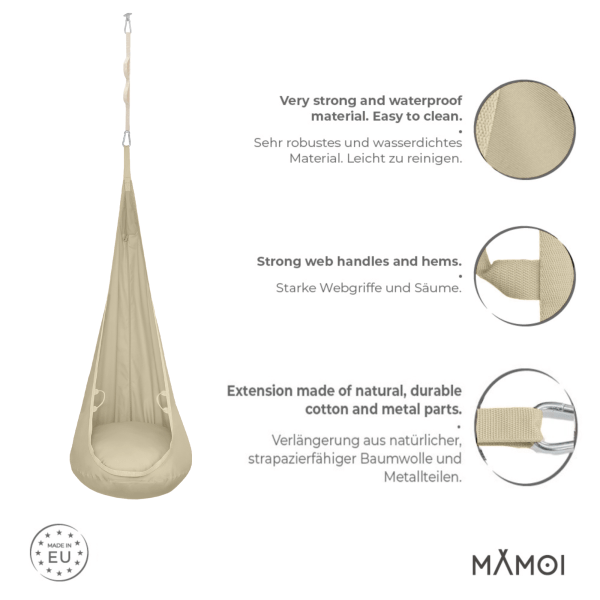 MAMOI® Altalena neonato per bambini, Altalene sedia a dondolo sospesa per neonati, Amaca cuscino da appendere da casa interno, Sensory swing