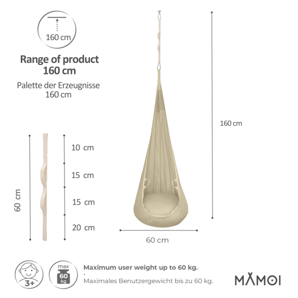 MAMOI® Altalena neonato per bambini, Altalene sedia a dondolo sospesa per neonati, Amaca cuscino da appendere da casa interno, Sensory swing