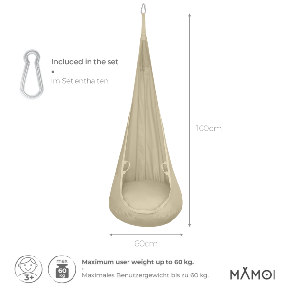 MAMOI® Swing hanging chair, Indoor hammock, Sensory swing seat for bedroom for kids, Child door swinging nest for autism, Garden egg swings for children
