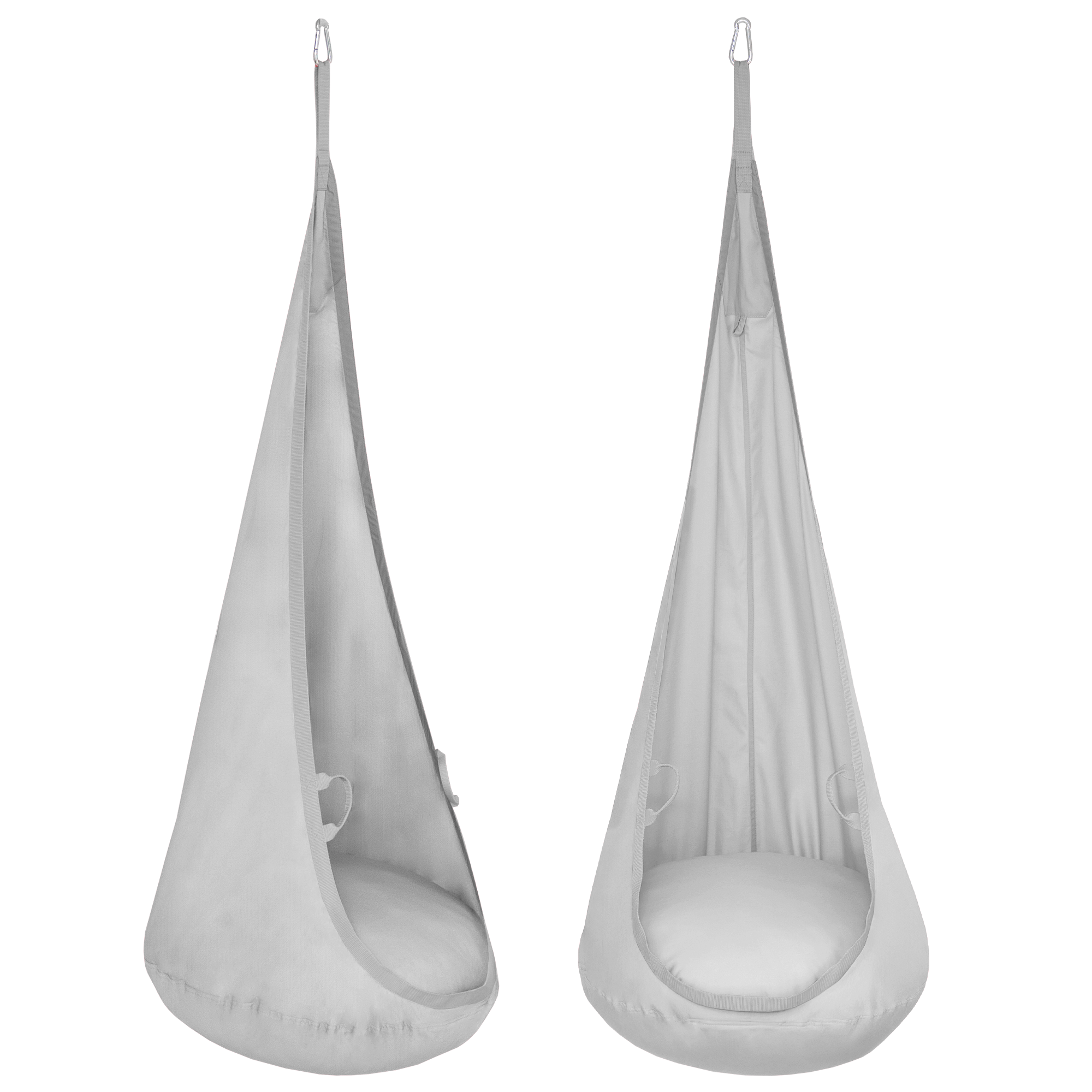Balançoire grotte grigio chiaro | Balançoire naturelle pour enfants avec poignées en tissu | Chaise suspendue pour enfants avec remplissage en silicone | 100% ECO | Fabriqué en UE