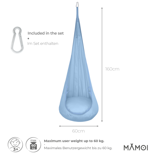 MAMOI® Cocon hamac pour enfant, Fauteuil suspendu pour bebe, Balançoire thérapeutique de coton, Balancoire sensorielle interieur, Jeu sensoriel autisme