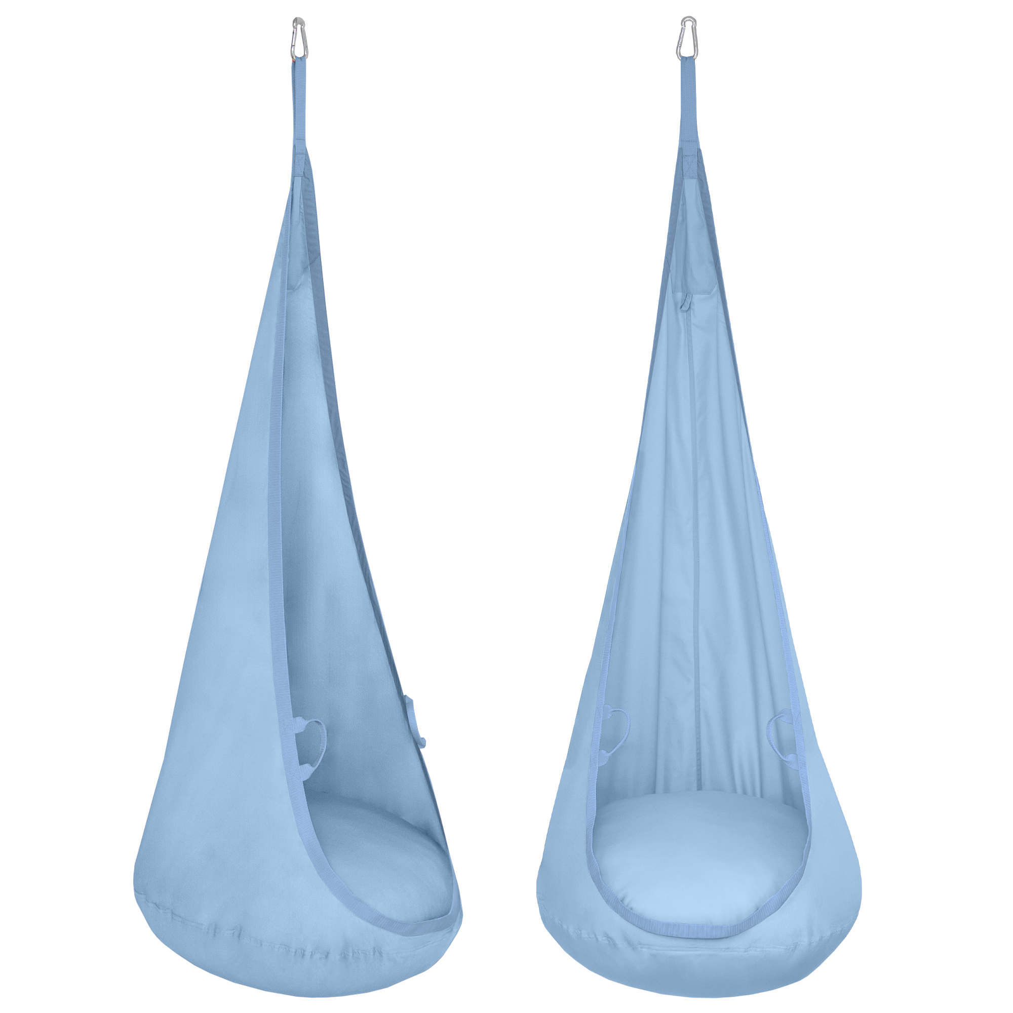 Balançoire grotte coton blu | Balançoire naturelle pour enfants avec poignées en tissu | Chaise suspendue pour enfants avec remplissage en silicone | 100% ECO | Fabriqué en UE