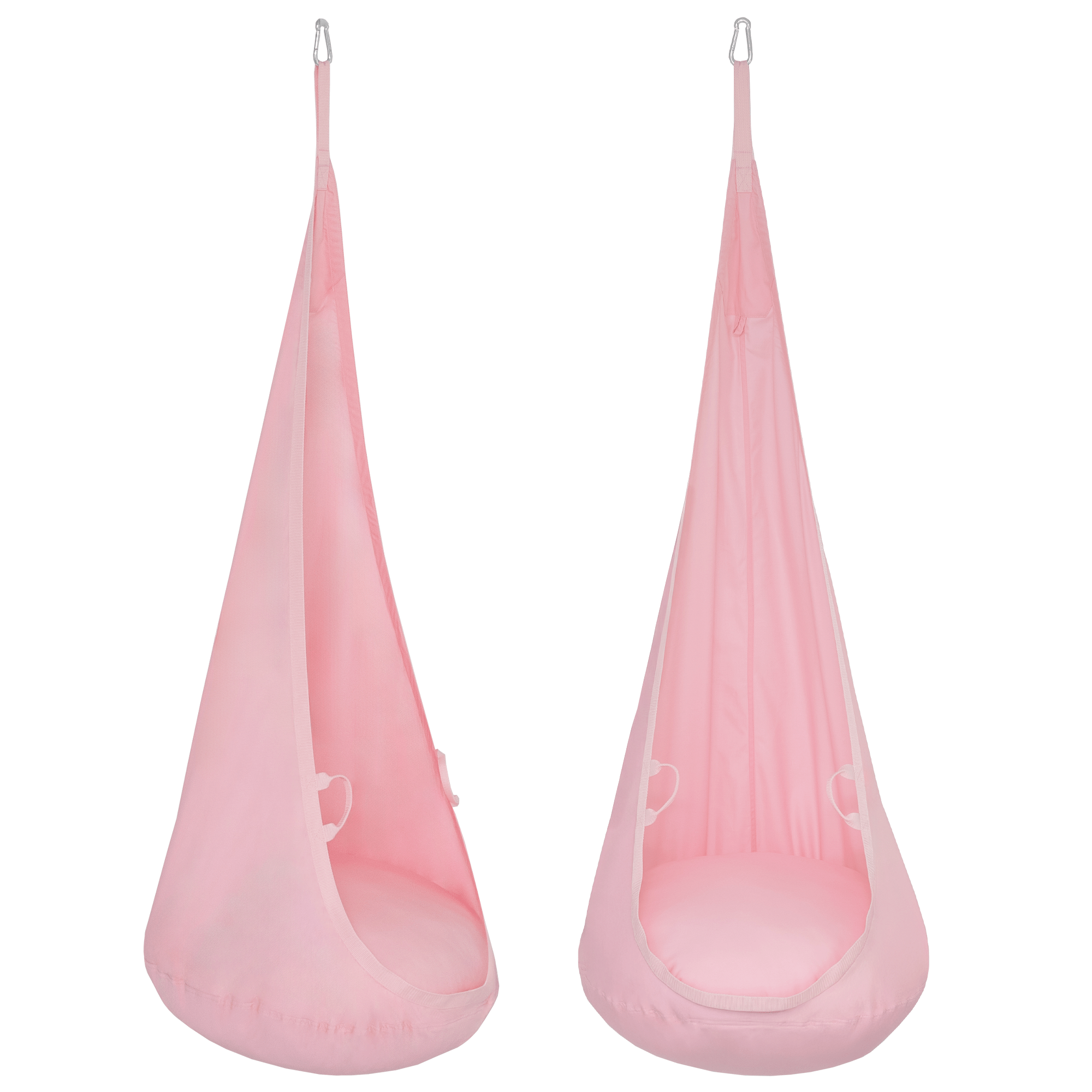 Balançoire grotte coton rose | Balançoire naturelle pour enfants avec poignées en tissu | Chaise suspendue pour enfants avec remplissage en silicone | 100% ECO | Fabriqué en UE