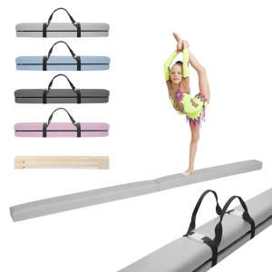 MAMOI® Gymnastics beam for kids Light grey (200 cm), Padded non-slip folding balance beam, Kids gym equipment at home, Gymnastic floor beams & bases for children