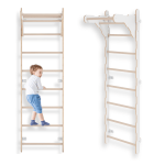 MAMOI® Échelle de gymnastique d’intérieur, espaliers muraux pour chambre d’enfant, anneaux de gymnastique pour grimper, mur d’escalade et équipement de jeu, appareil de gymnastique avec barre de traction pour la maison, espaliers muraux pour adultes